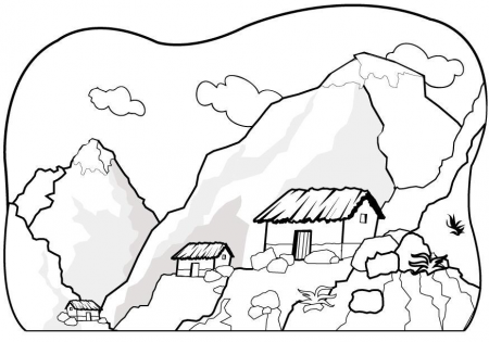 Printable mountain-coloring-page