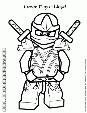 Free Printable Lego Ninjago Coloring Page - Green Ninja - Lloyd