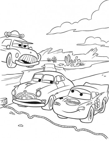 McQueen And Doc-Hudson Ready To Race Again Coloring Page - Free Printable Coloring  Pages for Kids