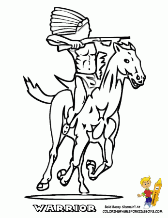 young indian warrior Colouring Pages
