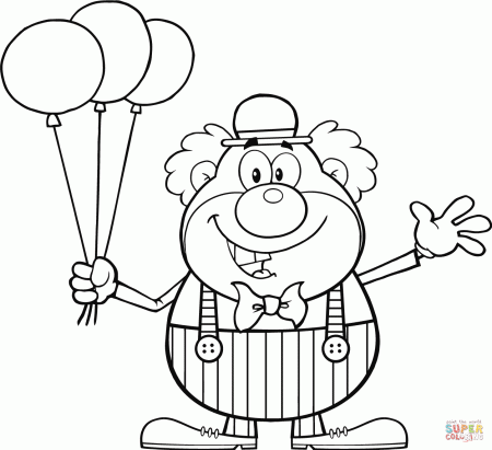 Clown with Balloons coloring page | Free Printable Coloring Pages