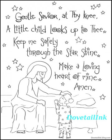 Printable Bedtime Prayer Coloring Pages Set With 4 Different - Etsy