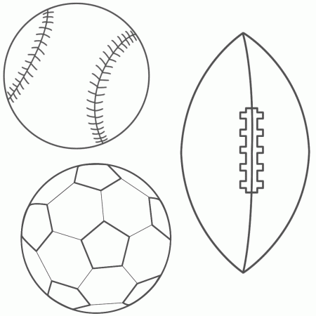 Baseball, Soccer Ball and Football - Coloring Page (Sports)