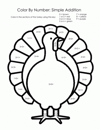 Printable Thanksgiving Coloring Pages By Number Addition 257784 