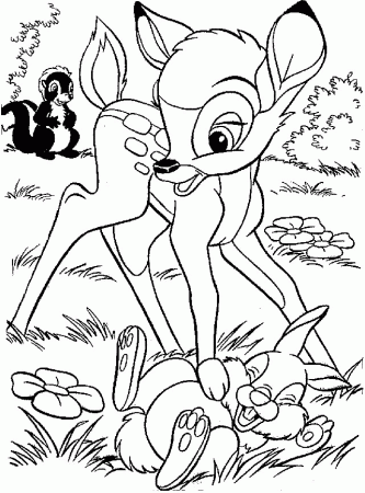 Bambi With Thumper Coloring Pages Is Part Of Bambi Coloring Pages 