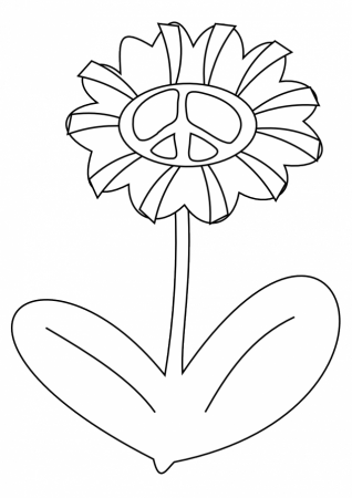 Peace Symbol Peace Sign Flower 44 Black White Line Art Coloring 