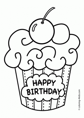 Cake Happy Birthday Party Coloring Pages Muffin Coloring Pages 