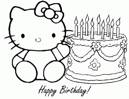 Happy Birthday Hello Kitty Coloring Pages Cartoon Coloring Pages 