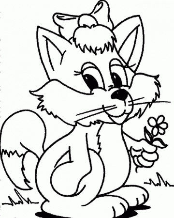 Download A Pretty Cat Brings A Pretty Flower Coloring Pages Or 703 