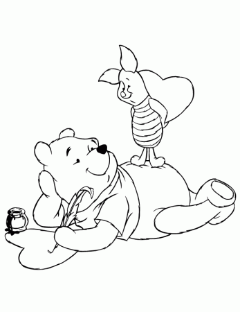 Pooh And Piglet Valentines Day Craft Coloring Page | Free 