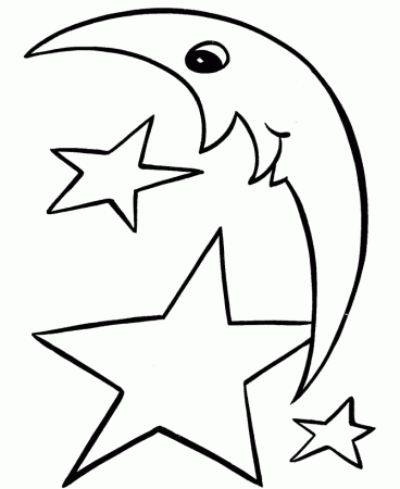 Star and Moon Shape Coloring pages Free : New Coloring Pages