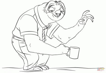 Sloth Flash from Zootopia coloring page