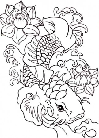 Japanese Coy Fish Coloring Pages: Japanese Coy Fish Coloring Pages ...