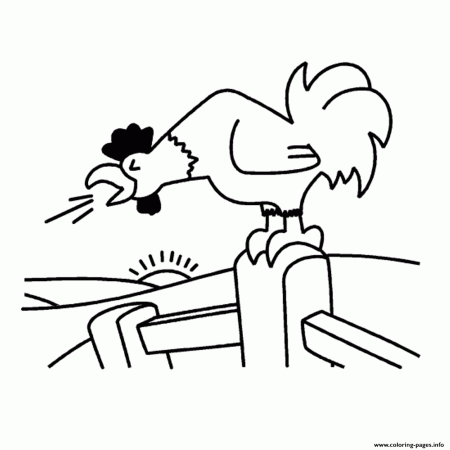 Rooster In The Morning Farm Animal S598e Coloring Pages Printable