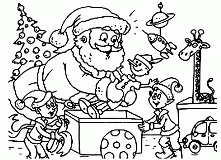 Santa And Elf Christmas Coloring Pages Printable | Christmas ...