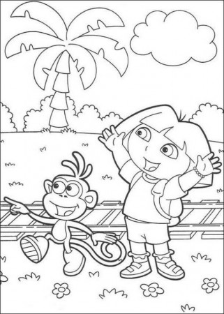 Dora, Boots And Map Dora The Explorer Coloring Page - Animal ...