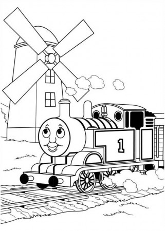 Thomas Pass by the Wind Mill in Thomas and Friends Coloring Page ...