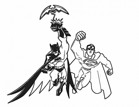 Coloring page with Batman and Superman free image download