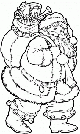 Santa And Presents Christmas Coloring Pages Printable | Christmas ...