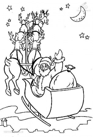 Santa Claus Sleigh Christmas Coloring Pages Printable | Christmas ...