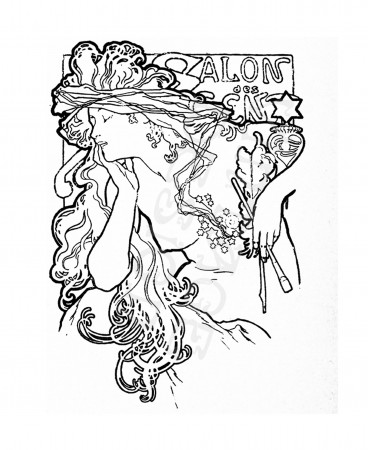 Mucha Illustrations Black and White Chansons D'aieules - Etsy