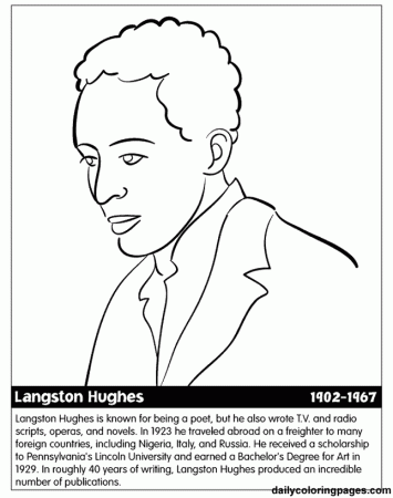 Langston Hughes - Famous African Americans Coloring Pages