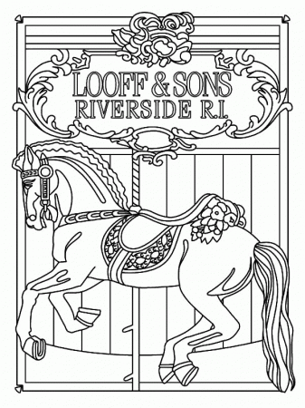 Kids Ride Carousel Horse Coloring Pages: Kids Ride Carousel Horse ...