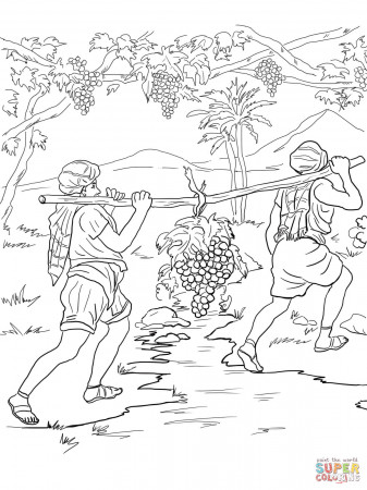 Joshua and Caleb Returning from Canaan coloring page | Free ...