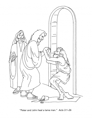 Peter And John Heal A Lame Man Coloring Page