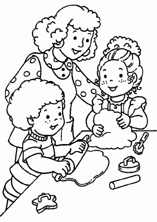 Mom With Children - Family Coloring Pages : Coloring Pages for 