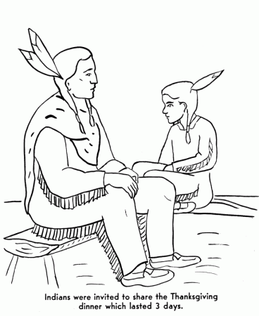 The Pilgrims Coloring pages: Pilgrims and Native Americans shared 