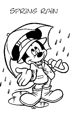 Mickey Mouse In Spring Rain Coloring Pages For Free - VoteForVerde.com