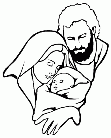 Mary And Joseph Were Very Happy With Jesus Coloring Page 
