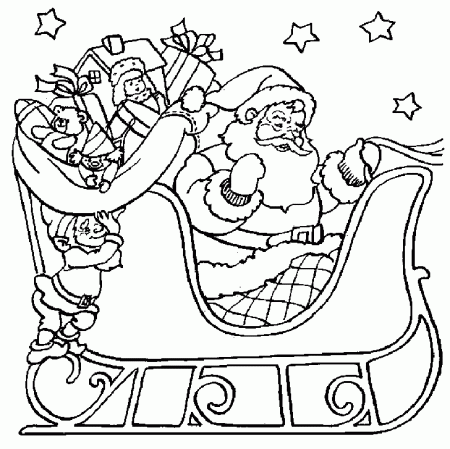 Santa in Sleigh of Christmas Coloring Page – Free Christmas 