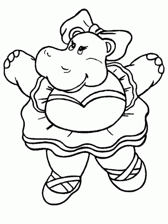 Ballerina Hippo Coloring Page | Coloring