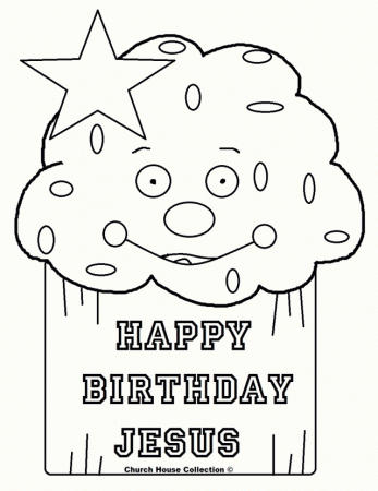 Sweet Happy Birthday Jesus Cupcake Coloring Pages | Laptopezine.