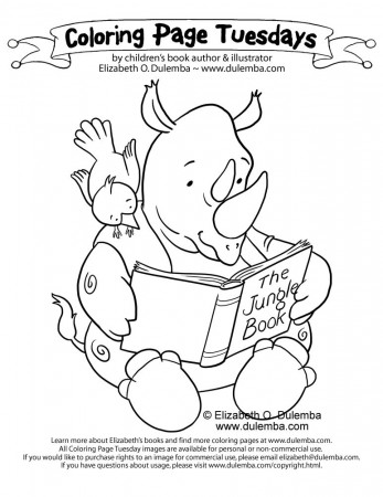 dulemba: Coloring Page Tuesday - Reading Rhino!