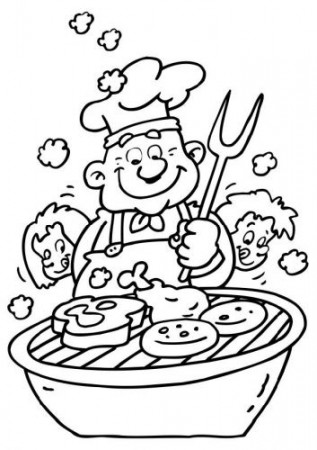 Coloring page barbeque | Coloring pages, Coloring books, Birthday cards for  men