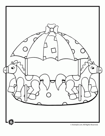 Horse Merry Go Round Coloring Page - Woo! Jr. Kids Activities