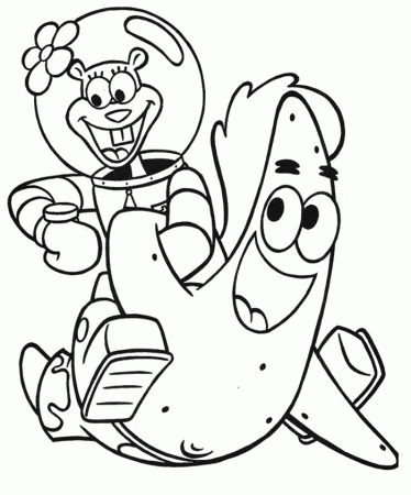 Spongebob and Sandy As a Couple Coloring Page | Kids Coloring Page