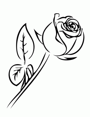 Long Stem Rose Coloring Page | Free Printable Coloring Pages