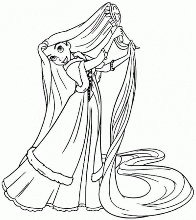 Coloring Pages Disney Princess Tangled Rapunzel Free Printable For 