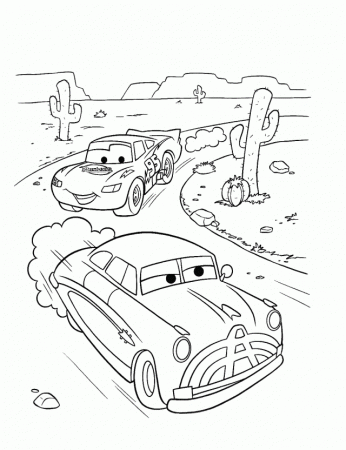 Lightning Mcqueen And Doc Hudson Race Coloring Page Christmas 