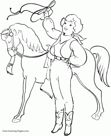 Free horses coloring book pages - 009