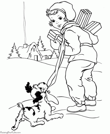 christmas puppies Colouring Pages (page 3)