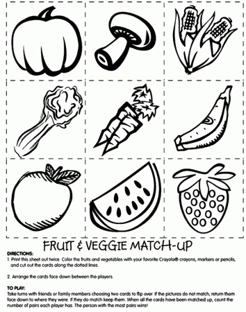 color9 fruit and vegetables coloring pages | Inspire Kids