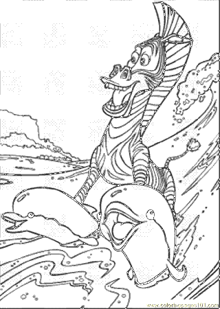 Coloring Pages Surfing On Dolphins (Cartoons > Others) - free 