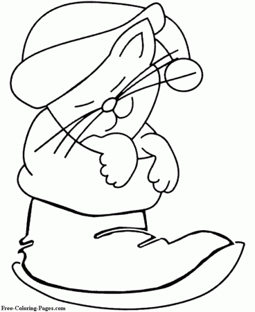 Christmas coloring sheets - Funny Cat