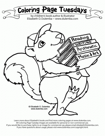 dulemba: Coloring Page Tuesday! - Back To School Squirrel