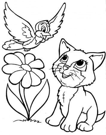 Coloring Pages Of Puppies And Kittens 566 | Free Printable 